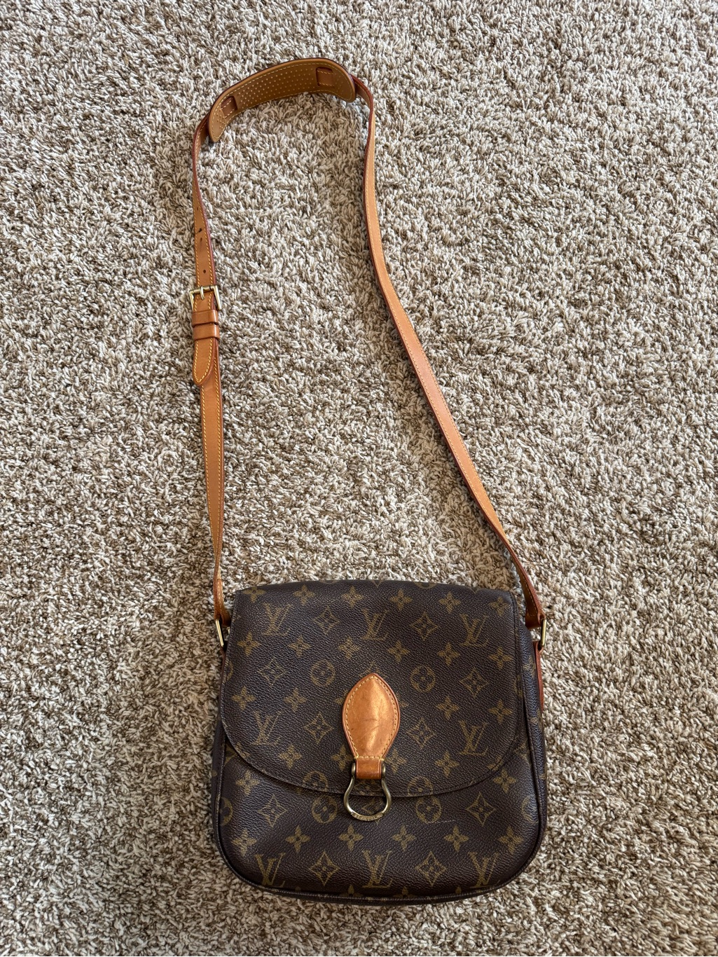 Louis Vuitton Monogram Crossbody With Tan Leather Trim